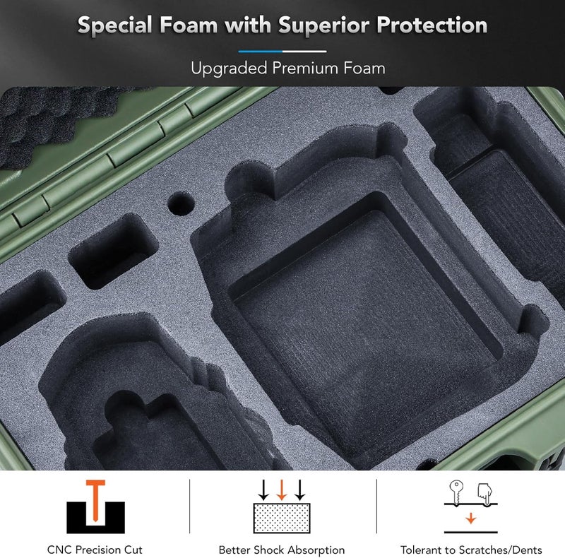 Lykus Titan MM410 Waterproof Hard Case (Green) for DJI Mini 4 Pro/Mini 3/Pro and DJI RC 2/RC/RC-N2/N1, Support 7 batteries and RC lanyard [CASE ONLY] - Image 4